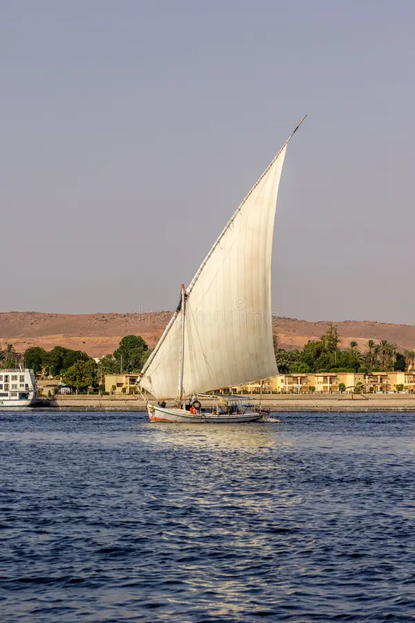 river nile view vertical scene boat egypt 58411695